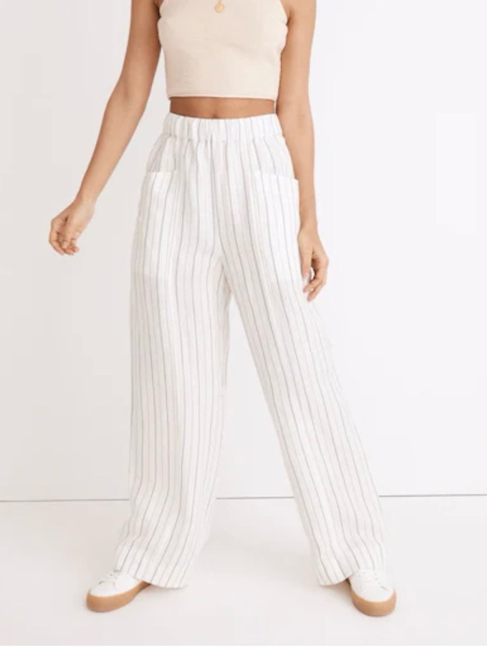 Madewell linen Blend Pull On High Rise Wide Leg Pants